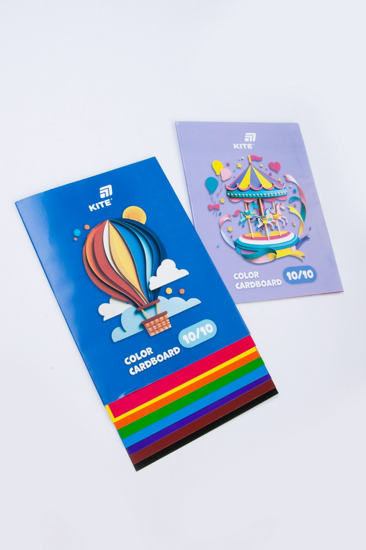 Картон кольоровий, А5, односторонній, 10 аркушів, 10 кольорів, 230 г/м2